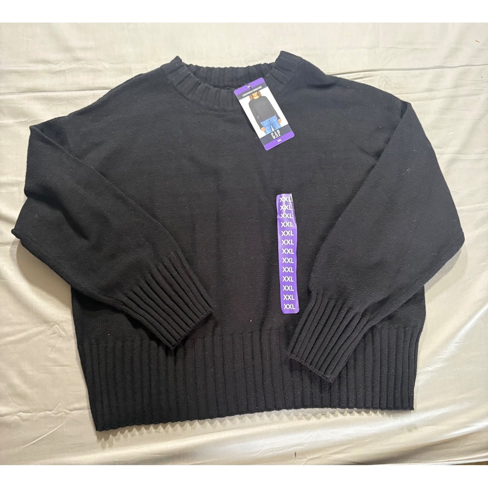 GAP Mens Crewneck Sweater Black Cotton Nylon Knit Ribbed XXL GP010669 NEW